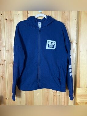Walt Disney World Navy Zip-Up Hoodie Navy Blue Authentic Original Est. 1971 FLAW